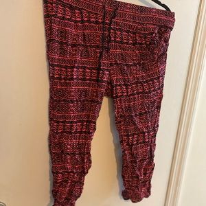 Geometric print jogger pants pink and black size extra large